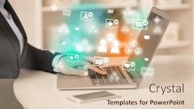  Presentation with social media network - Presentation design enhanced with young-person-surfing-on-social background and a lemonade colored foreground