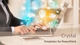  Presentation with social media network - Presentation consisting of young-person-surfing-on-social background and a lemonade colored foreground