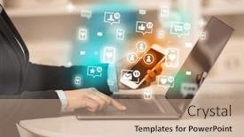  Presentation with social media network - Presentation design having young-person-surfing-on-social background and a coral colored foreground