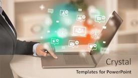  Presentation with social media network - Slide deck enhanced with young-person-surfing-on-social background and a coral colored foreground