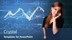  Presentation with phone - Presentation design with young person talking on the phone with diagrams on the background background and a ocean colored foreground