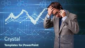  Presentation with talking on phone - PPT layouts with young person talking on the phone with diagrams on the background background and a ocean colored foreground