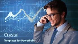  Presentation with talking on phone - Slides with young person talking on the phone with diagrams on the background background and a ocean colored foreground