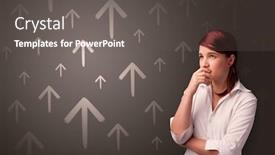  Presentation with direction - Colorful slides enhanced with young person thinking with direction concept background backdrop and a gray colored foreground