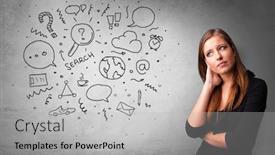  Presentation with 3d person thinking - Beautiful PPT layouts featuring young person thinking with office problems concept backdrop and a light gray colored foreground