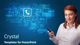  Presentation with mail - Presentation theme featuring young person using phone with mail and online communication concept background and a ocean colored foreground