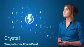  Presentation with brain power concept 3d - Presentation having young-person-using-phone background and a ocean colored foreground