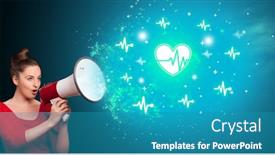  Presentation with healthcare - Slides enhanced with young-person-with-megaphone background and a teal colored foreground