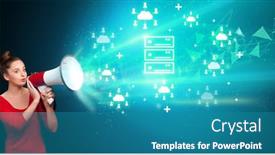  Presentation with related - Beautiful presentation featuring young-person-with-megaphone backdrop and a teal colored foreground