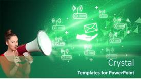  Presentation with related - PPT theme with young-person-with-megaphone background and a ocean colored foreground