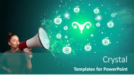  Presentation with healthcare - Cool new PPT theme with young-person-with-megaphone backdrop and a ocean colored foreground