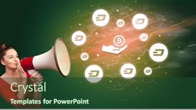  Presentation with wedding invitation icon - Audience pleasing presentation theme consisting of young-person-with-megaphone backdrop and a forest green colored foreground