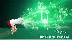  Presentation with technology black person - Cool new presentation design with young-person-with-megaphone backdrop and a ocean colored foreground