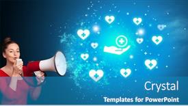  Presentation with healthcare - Presentation theme featuring young-person-with-megaphone background and a teal colored foreground