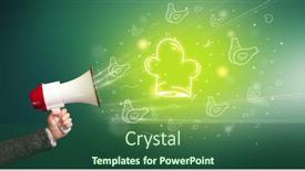  Presentation with healthy food - Slides with young-person-with-megaphone background and a ocean colored foreground