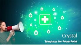  Presentation with healthcare - Slides consisting of young-person-with-megaphone background and a teal colored foreground