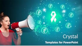  Presentation with healthcare - Slide deck with young-person-with-megaphone background and a teal colored foreground