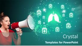  Presentation with healthcare - Slides featuring young-person-with-megaphone background and a ocean colored foreground