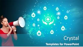  Presentation with healthcare - Theme consisting of young-person-with-megaphone background and a teal colored foreground
