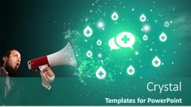  Presentation with healthcare - PPT theme with young-person-with-megaphone background and a ocean colored foreground