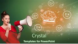  Presentation with healthy food - Slide deck enhanced with young-person-with-megaphone background and a tawny brown colored foreground