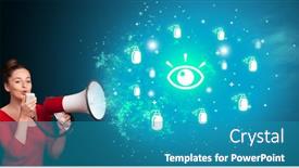  Presentation with healthcare - Slides having young-person-with-megaphone background and a teal colored foreground