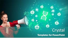  Presentation with healthcare - PPT layouts featuring young-person-with-megaphone background and a teal colored foreground