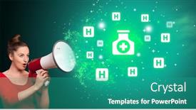  Presentation with healthcare - Presentation having young-person-with-megaphone background and a teal colored foreground