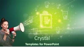  Presentation with healthy food - Presentation design with young-person-with-megaphone background and a ocean colored foreground