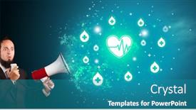  Presentation with healthcare - Slide set having young-person-with-megaphone background and a teal colored foreground