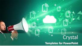  Presentation with related - Slide deck with young-person-with-megaphone background and a teal colored foreground