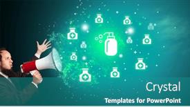  Presentation with healthcare - Slide set featuring young-person-with-megaphone background and a teal colored foreground