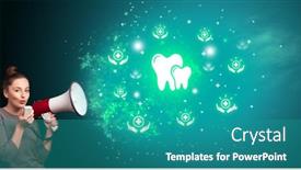  Presentation with healthcare - Presentation theme enhanced with young-person-with-megaphone background and a teal colored foreground