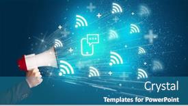  Presentation with networking - PPT theme having young-person-with-megaphone background and a teal colored foreground