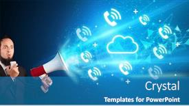  Presentation with related - PPT theme enhanced with young-person-with-megaphone background and a teal colored foreground