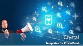  Presentation with networking - Presentation design with young-person-with-megaphone background and a teal colored foreground