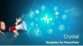  Presentation with healthcare - PPT theme featuring young-person-with-megaphone background and a teal colored foreground