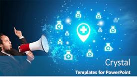  Presentation with healthcare - Theme consisting of young-person-with-megaphone background and a teal colored foreground