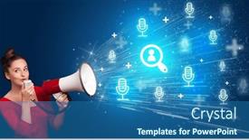  Presentation with networking - Slide deck having young-person-with-megaphone background and a ocean colored foreground