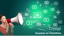  Presentation with networking - Theme with young-person-with-megaphone background and a ocean colored foreground