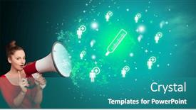  Presentation with healthcare - Slides having young-person-with-megaphone background and a teal colored foreground