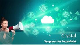  Presentation with related - Slide set consisting of young-person-with-megaphone background and a teal colored foreground