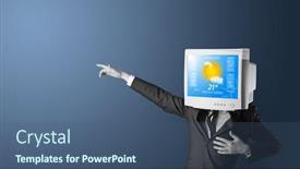  Presentation with weather - Slide set enhanced with young person with monitor head weather forecast concept background and a ocean colored foreground