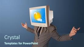  Presentation with weather - Amazing theme having young-person-with-monitor-head backdrop and a ocean colored foreground