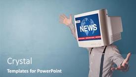  Presentation with breaking news - PPT layouts featuring young-person-with-monitor-head background and a seafoam green colored foreground