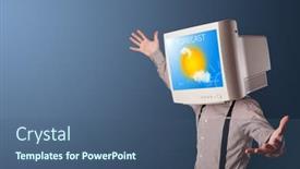  Presentation with forecast - PPT theme having young-person-with-monitor-head background and a ocean colored foreground