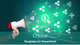  Presentation with networking - Beautiful theme featuring young-person-yellin-in-loudspeaker backdrop and a ocean colored foreground