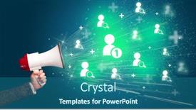  Presentation with networking - Slide set with young-person-yellin-in-loudspeaker background and a ocean colored foreground