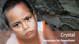  Presentation with philippine - PPT theme having young philippine boy from poverty background and a coral colored foreground