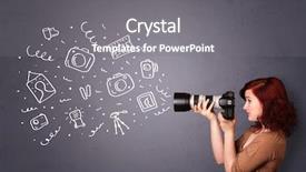  Presentation with shooting - Audience pleasing slide set consisting of young photographer girl shooting photography backdrop and a  colored foreground